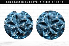Flower Keychain And Car Coaster Sublimation Design Product Image 1