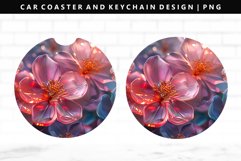 Flower Keychain And Car Coaster Sublimation Design Product Image 1