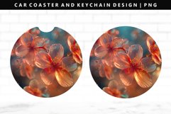 Flower Keychain And Car Coaster Sublimation Design Product Image 1