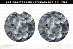 Flower Keychain And Car Coaster Sublimation Design Product Image 1