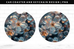 Flower Keychain And Car Coaster Sublimation Design Product Image 1