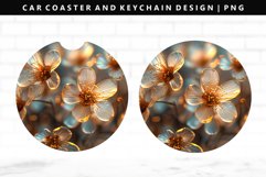 Flower Keychain And Car Coaster Sublimation Design Product Image 1