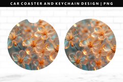 Flower Keychain And Car Coaster Sublimation Design Product Image 1