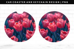 Flower Keychain And Car Coaster Sublimation Design Product Image 1