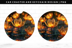 Flower Keychain And Car Coaster Sublimation Design Product Image 1