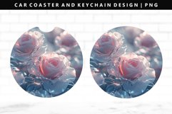 Flower Keychain And Car Coaster Sublimation Design Product Image 1