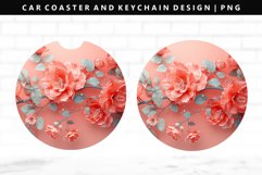 Flower Keychain And Car Coaster Sublimation Design Product Image 1