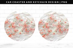 Flower Keychain And Car Coaster Sublimation Design Product Image 1