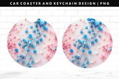Flower Keychain And Car Coaster Sublimation Design Product Image 1