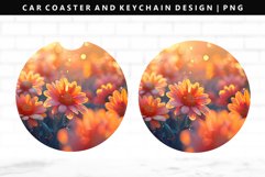 Flower Keychain And Car Coaster Sublimation Design Product Image 1