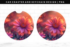 Flower Keychain And Car Coaster Sublimation Design Product Image 1