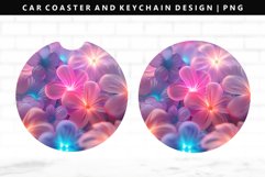 Flower Keychain And Car Coaster Sublimation Design Product Image 1