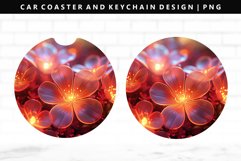 Flower Keychain And Car Coaster Sublimation Design Product Image 1
