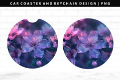 Flower Keychain And Car Coaster Sublimation Design Product Image 1