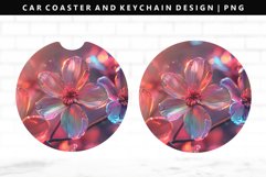 Flower Keychain And Car Coaster Sublimation Design Product Image 1