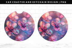 Flower Keychain And Car Coaster Sublimation Design Product Image 1