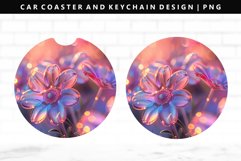 Flower Keychain And Car Coaster Sublimation Design Product Image 1