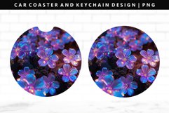 Flower Keychain And Car Coaster Sublimation Design Product Image 1