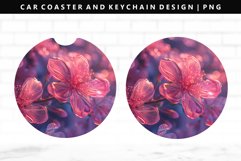 Flower Keychain And Car Coaster Sublimation Design Product Image 1