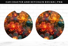 Flower Keychain And Car Coaster Sublimation Design Product Image 1