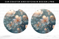 Flower Keychain And Car Coaster Sublimation Design Product Image 1