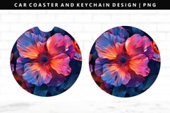 Flower Keychain And Car Coaster Sublimation Design Product Image 1