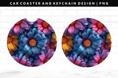 Flower Keychain And Car Coaster Sublimation Design Product Image 1