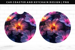 Flower Keychain And Car Coaster Sublimation Design Product Image 1