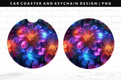 Flower Keychain And Car Coaster Sublimation Design Product Image 1