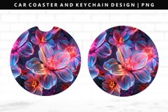 Flower Keychain And Car Coaster Sublimation Design Product Image 1