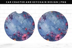 Flower Keychain And Car Coaster Sublimation Design Product Image 1
