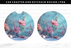 Flower Keychain And Car Coaster Sublimation Design Product Image 1