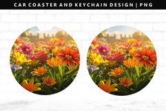 Flower Keychain And Car Coaster Sublimation Design Product Image 1