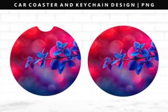 Flower Keychain And Car Coaster Sublimation Design Product Image 1