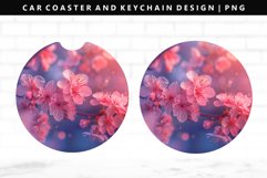 Flower Keychain And Car Coaster Sublimation Design Product Image 1