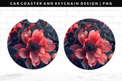 Flower Keychain And Car Coaster Sublimation Design Product Image 1