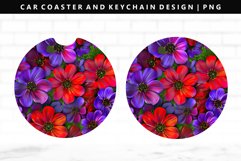 Flower Keychain And Car Coaster Sublimation Design Product Image 1