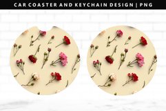 Flower Keychain And Car Coaster Sublimation Design Product Image 1