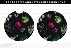 Flower Keychain And Car Coaster Sublimation Design Product Image 1