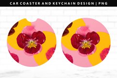 Flower Keychain And Car Coaster Sublimation Design Product Image 1