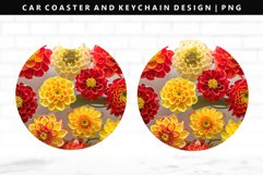 Flower Keychain And Car Coaster Sublimation Design Product Image 1