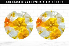 Flower Keychain And Car Coaster Sublimation Design Product Image 1