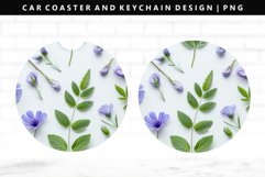 Flower Keychain And Car Coaster Sublimation Design Product Image 1