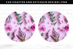 Flower Keychain And Car Coaster Sublimation Design Product Image 1