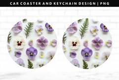 Flower Keychain And Car Coaster Sublimation Design Product Image 1