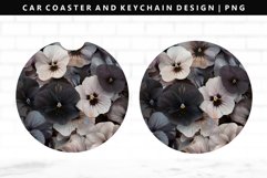 Flower Keychain And Car Coaster Sublimation Design Product Image 1