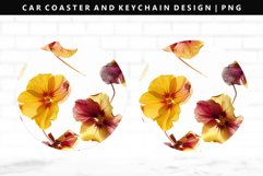Flower Keychain And Car Coaster Sublimation Design Product Image 1