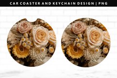 Flower Keychain And Car Coaster Sublimation Design Product Image 1