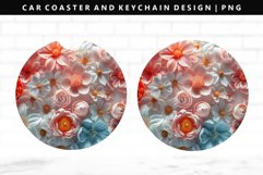 Flower Keychain And Car Coaster Sublimation Design Product Image 1