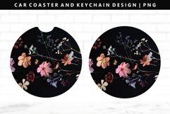 Flower Keychain And Car Coaster Sublimation Design Product Image 1